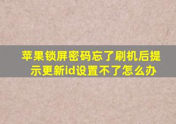 苹果锁屏密码忘了刷机后提示更新id设置不了怎么办