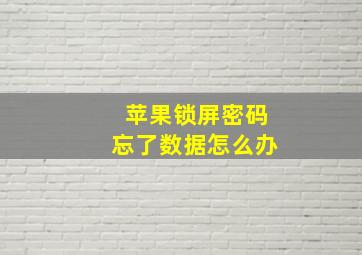 苹果锁屏密码忘了数据怎么办