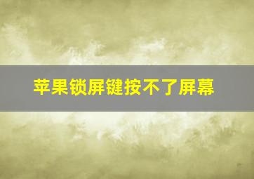 苹果锁屏键按不了屏幕