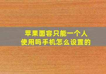 苹果面容只能一个人使用吗手机怎么设置的