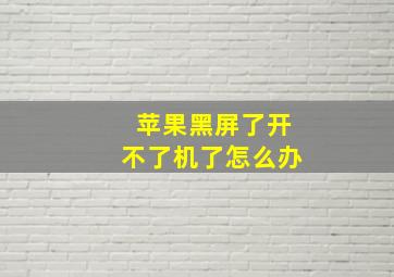 苹果黑屏了开不了机了怎么办