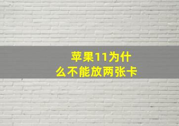 苹果11为什么不能放两张卡