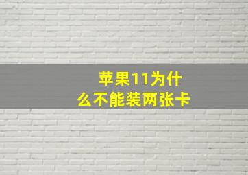 苹果11为什么不能装两张卡