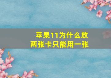 苹果11为什么放两张卡只能用一张