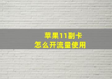 苹果11副卡怎么开流量使用