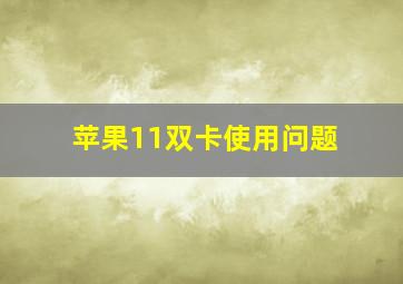 苹果11双卡使用问题