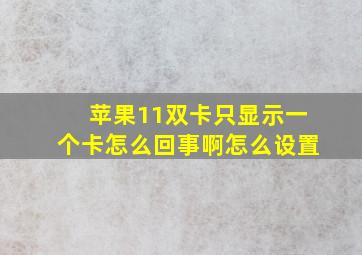 苹果11双卡只显示一个卡怎么回事啊怎么设置