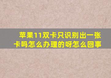 苹果11双卡只识别出一张卡吗怎么办理的呀怎么回事