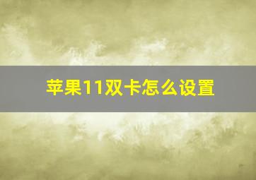 苹果11双卡怎么设置