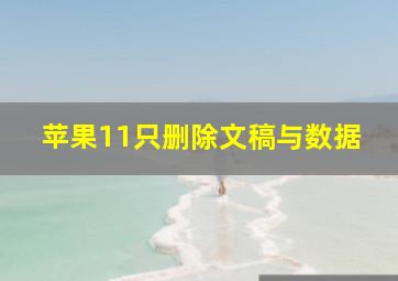 苹果11只删除文稿与数据