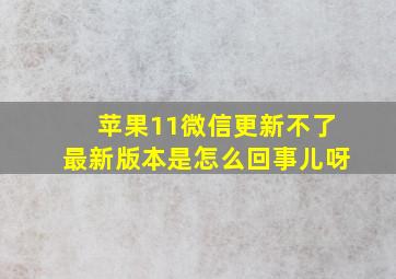 苹果11微信更新不了最新版本是怎么回事儿呀