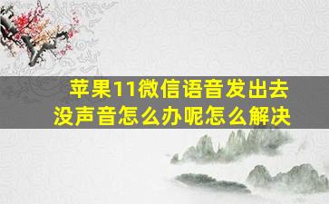 苹果11微信语音发出去没声音怎么办呢怎么解决