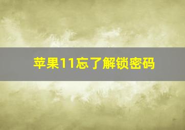 苹果11忘了解锁密码