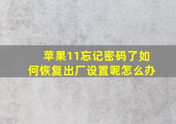 苹果11忘记密码了如何恢复出厂设置呢怎么办