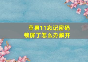 苹果11忘记密码锁屏了怎么办解开