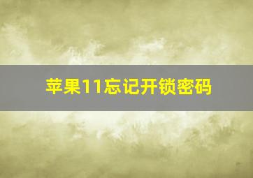 苹果11忘记开锁密码