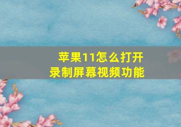 苹果11怎么打开录制屏幕视频功能