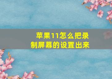 苹果11怎么把录制屏幕的设置出来