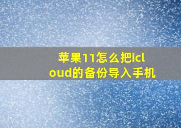 苹果11怎么把icloud的备份导入手机