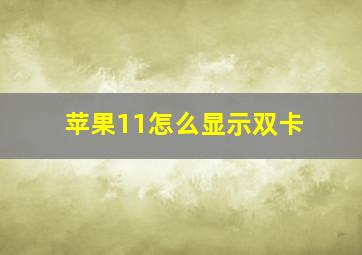 苹果11怎么显示双卡