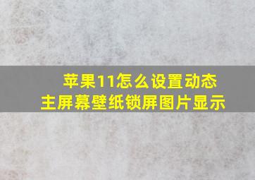 苹果11怎么设置动态主屏幕壁纸锁屏图片显示