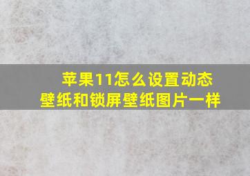 苹果11怎么设置动态壁纸和锁屏壁纸图片一样