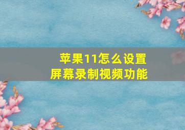 苹果11怎么设置屏幕录制视频功能