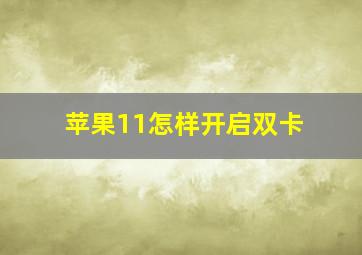 苹果11怎样开启双卡