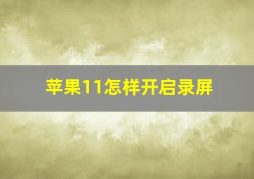 苹果11怎样开启录屏