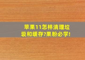 苹果11怎样清理垃圾和缓存?果粉必学!