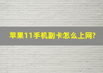 苹果11手机副卡怎么上网?