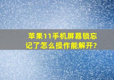 苹果11手机屏幕锁忘记了怎么操作能解开?