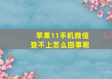 苹果11手机微信登不上怎么回事呢