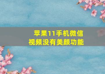 苹果11手机微信视频没有美颜功能