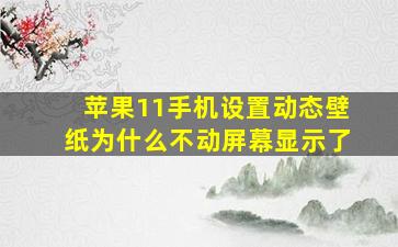 苹果11手机设置动态壁纸为什么不动屏幕显示了