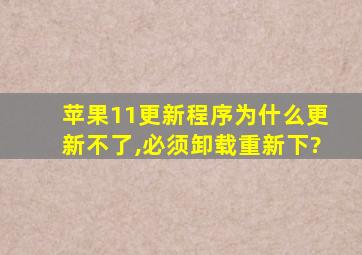 苹果11更新程序为什么更新不了,必须卸载重新下?