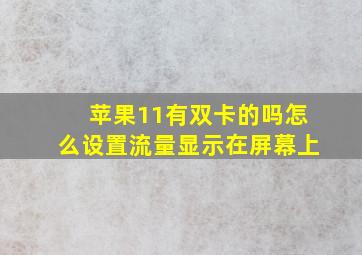 苹果11有双卡的吗怎么设置流量显示在屏幕上