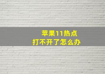 苹果11热点打不开了怎么办