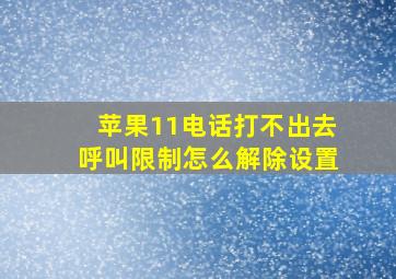 苹果11电话打不出去呼叫限制怎么解除设置