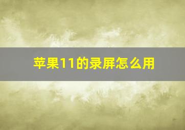 苹果11的录屏怎么用