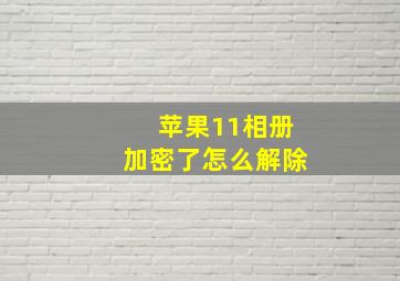 苹果11相册加密了怎么解除