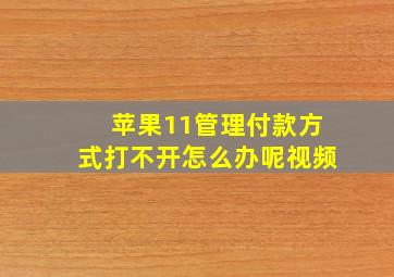 苹果11管理付款方式打不开怎么办呢视频