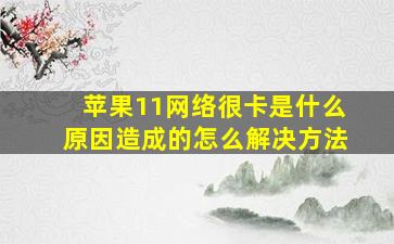 苹果11网络很卡是什么原因造成的怎么解决方法