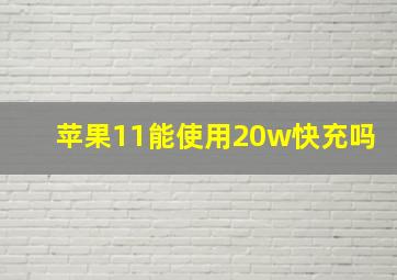 苹果11能使用20w快充吗