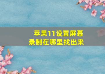 苹果11设置屏幕录制在哪里找出来