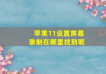 苹果11设置屏幕录制在哪里找到呢