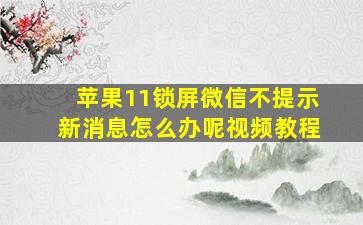 苹果11锁屏微信不提示新消息怎么办呢视频教程