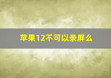 苹果12不可以录屏么