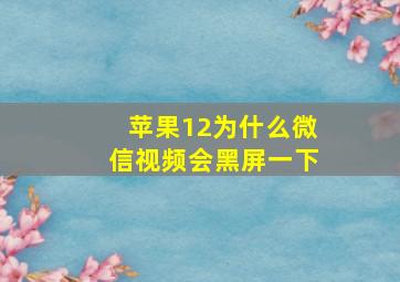 苹果12为什么微信视频会黑屏一下