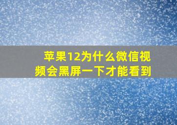 苹果12为什么微信视频会黑屏一下才能看到